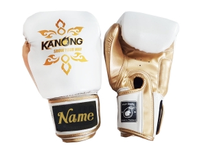 Custom Boxing Gloves : KNGCUST-405 White/Gold