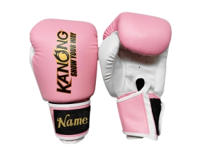 Custom Boxing Gloves : KNGCUST-412 Pink/White