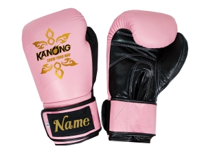 Custom Boxing Gloves : KNGCUST-R-418 Pink/Black