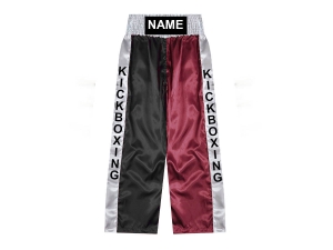 Custom Kick Boxing Pants : KNPANTS-001-Black-Maroon