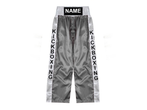 Custom Kick Boxing Pants : KNPANTS-001-Silver