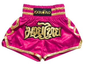 Kanong Kids Thai Boxing Shorts : KNS-121-DarkPink-K