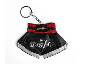 Kanong Muay Thai Shorts Keyring : Black-Silver