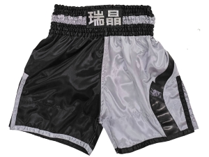 Personalized Boxing Shorts : KNBXCUST-2049-Black-Grey