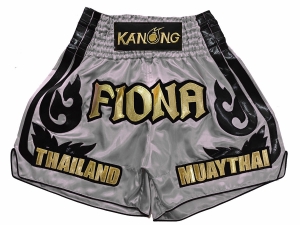 Personalized Muay Thai Shorts : KNSCUST-1246-Grey