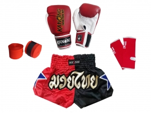 Theia Women's Boxing Outfit Bundle (Red) - sportswear set for kickboxing,  muay thai, boxing, mixed martial arts and other combat sports