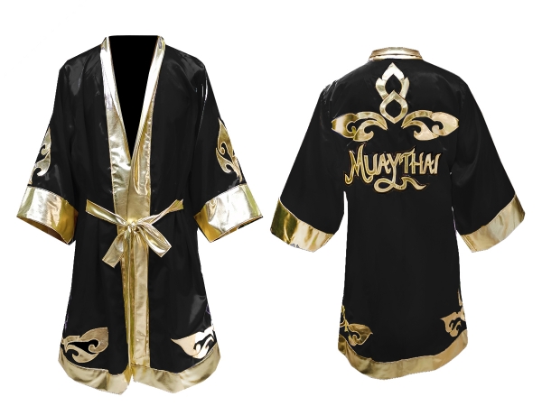 Bangkok Souvenir - Custom Boxing Robe + Muay Thai Shorts : Navy Lai Thai